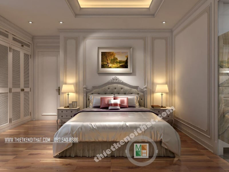 Trang trí nội thất phòng ngủ chung cư đẹp với phong cách tân cổ điển