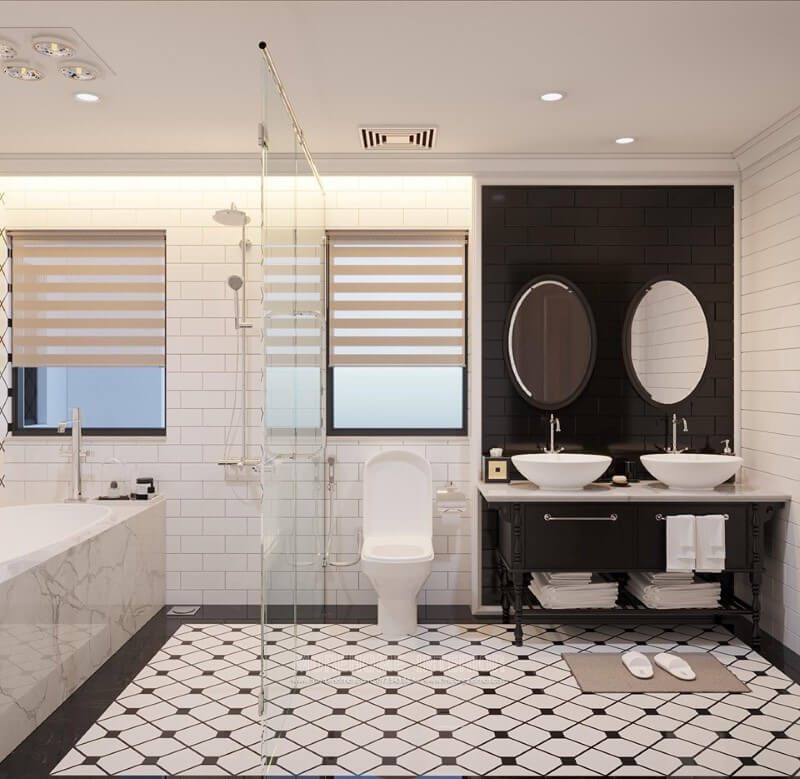 Mẫu gương trang trí phòng tắm hình elip viền gỗ đẹp tinh tế