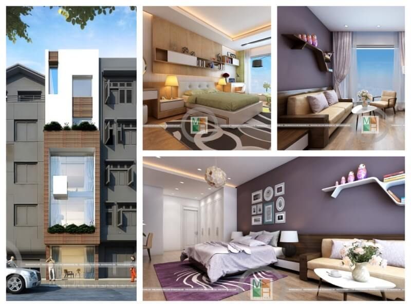 Kiến trúc và nội thất của nhà phố 6 tầng hiện đại được thiết kế.
